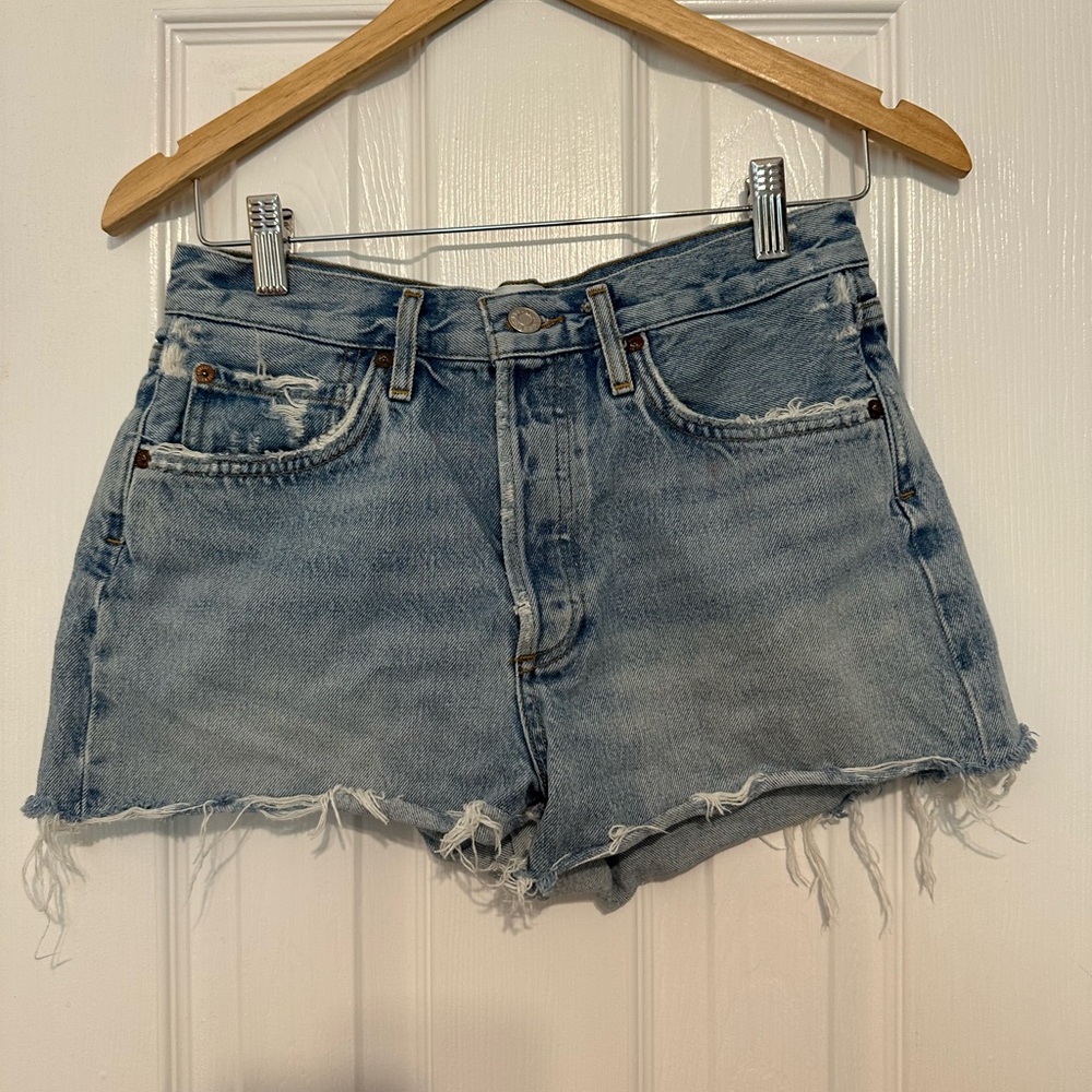 Agolde Light Blue Jean Shorts